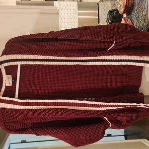 Maroon Cardigan with White Trim